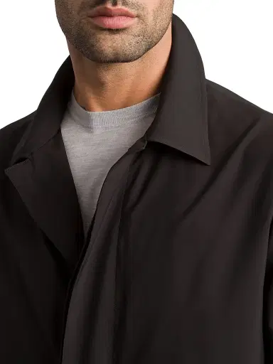 Stefano Ricci Men's Versatile Luxury Lightweight Raincoat - Jet Black - Size 56 | Thumbnail 3