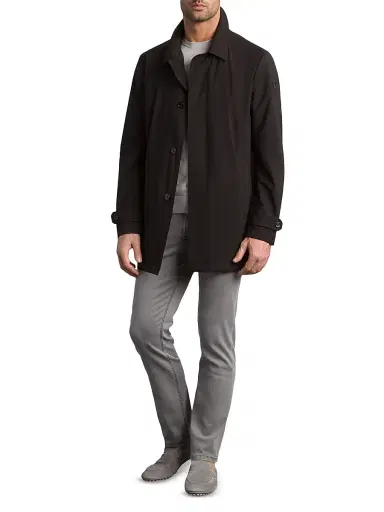 Stefano Ricci Men's Versatile Luxury Lightweight Raincoat - Jet Black - Size 56 | Thumbnail 8