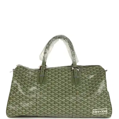goyard Goyard Boston 50 Bag Khaki Goyardine Canvas & Cervon Calfskin Palladium Hardware | Thumbnail 1 goyard Goyard Boston 50 Bag Khaki Goyardine Canvas & Cervon Calfskin Palladium Hardware | Thumbnail 1