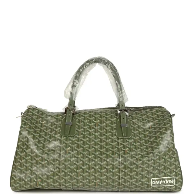 goyard Goyard Boston 50 Bag Khaki Goyardine Canvas & Cervon Calfskin Palladium Hardware