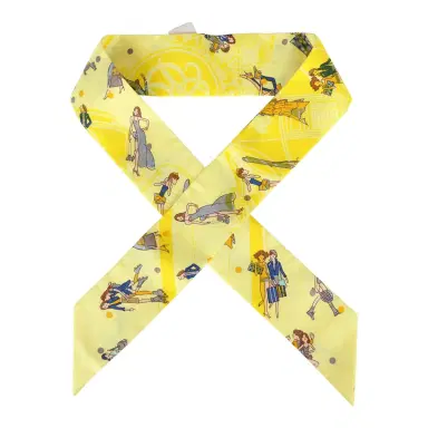 HERMÈS Hermes "Ex-Libris Les Parisie" Jaune Soufre and Gris Silk Twilly | Thumbnail 1
