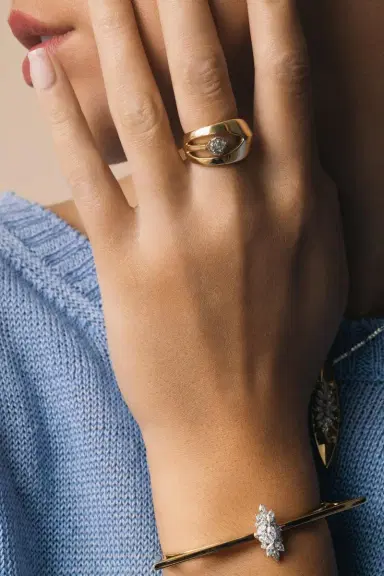 YEPREM Diamond Floating Wide Band Ring | Thumbnail 2