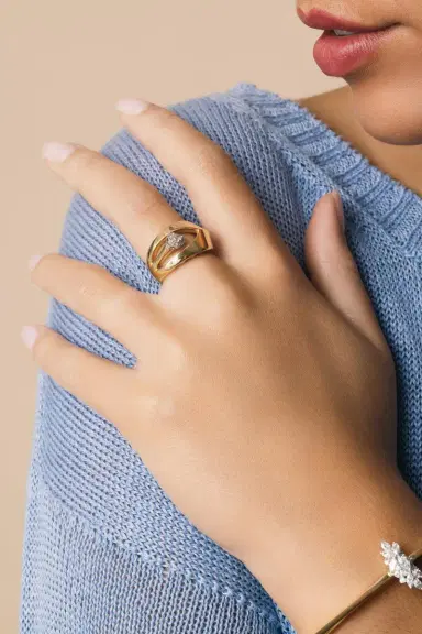 YEPREM Diamond Floating Wide Band Ring | Thumbnail 3