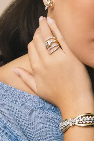 YEPREM Diamond Three Open Band Ring | Thumbnail 3