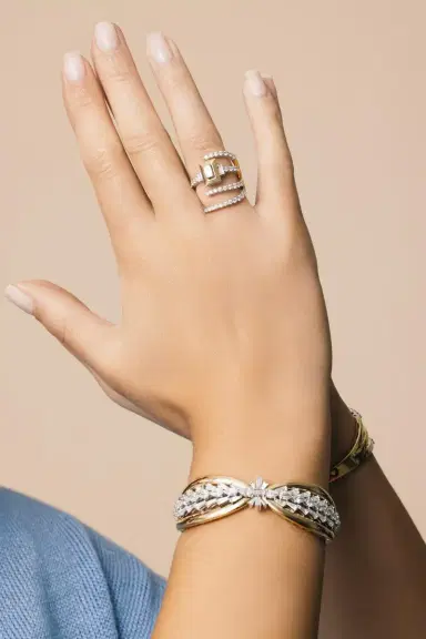 YEPREM Diamond Three Open Band Ring | Thumbnail 4