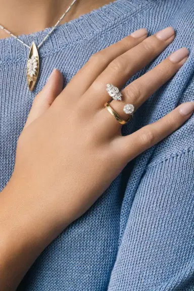 YEPREM Diamond Two Sided Open Ring | Thumbnail 3