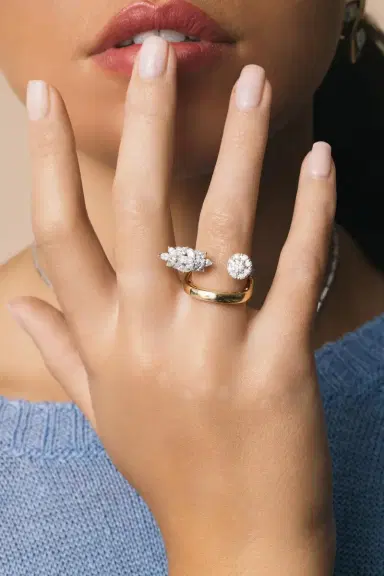 YEPREM Diamond Two Sided Open Ring | Thumbnail 4