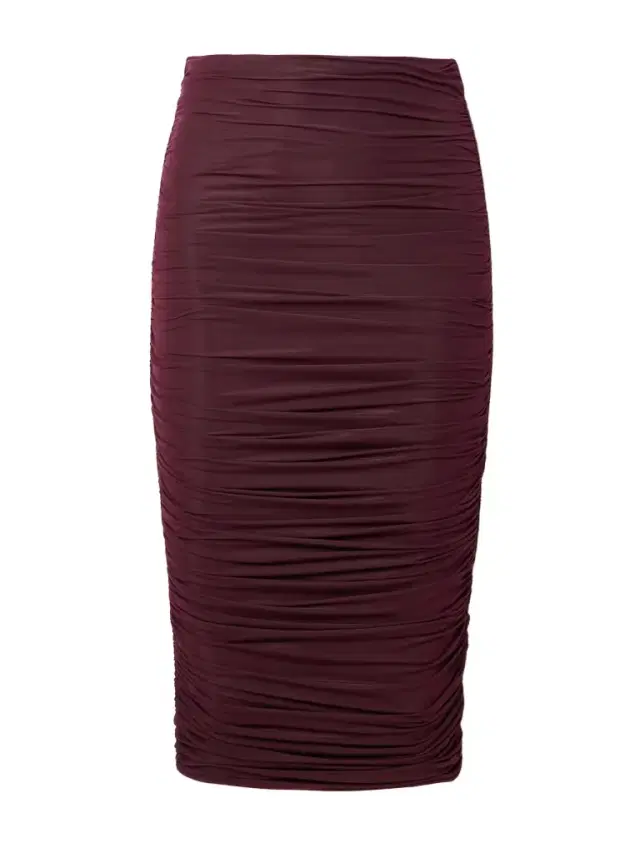 Dasos Ruched Stretch-mesh Midi Skirt