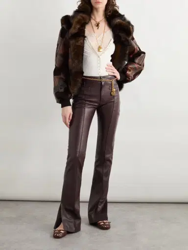 Chloé Leather Flared Pants | Thumbnail 2 Chloé Leather Flared Pants | Thumbnail 2