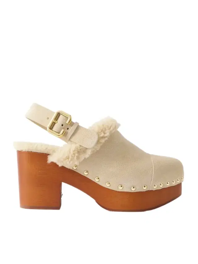 Jeanette Shearling-trimmed Suede Slingback Platform Clogs