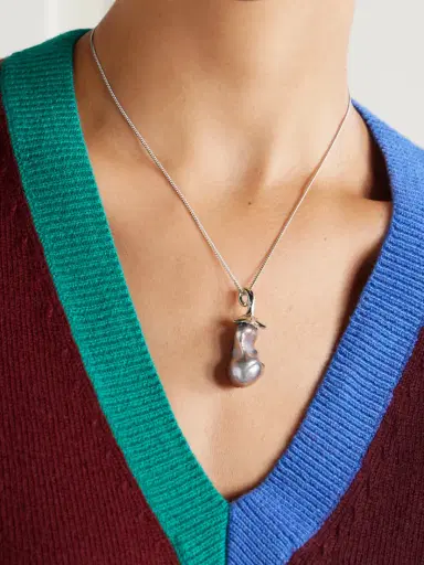 Loewe Aubergine Silver And Pearl Necklace | Thumbnail 2 Loewe Aubergine Silver And Pearl Necklace | Thumbnail 2
