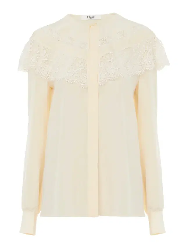 Crêpe de Chine and Lace Gathered Blouse