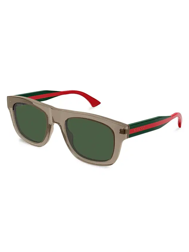 Gucci Men's New Pop Web 52MM Square Sunglasses - Brown Green
