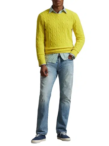 Polo Ralph Lauren Men's Cashmere Cable-Knit Sweater - Sunfish Yellow - Size XXL | Thumbnail 2