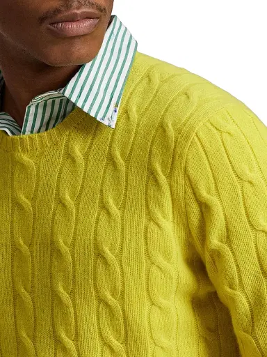 Polo Ralph Lauren Men's Cashmere Cable-Knit Sweater - Sunfish Yellow - Size XXL | Thumbnail 5