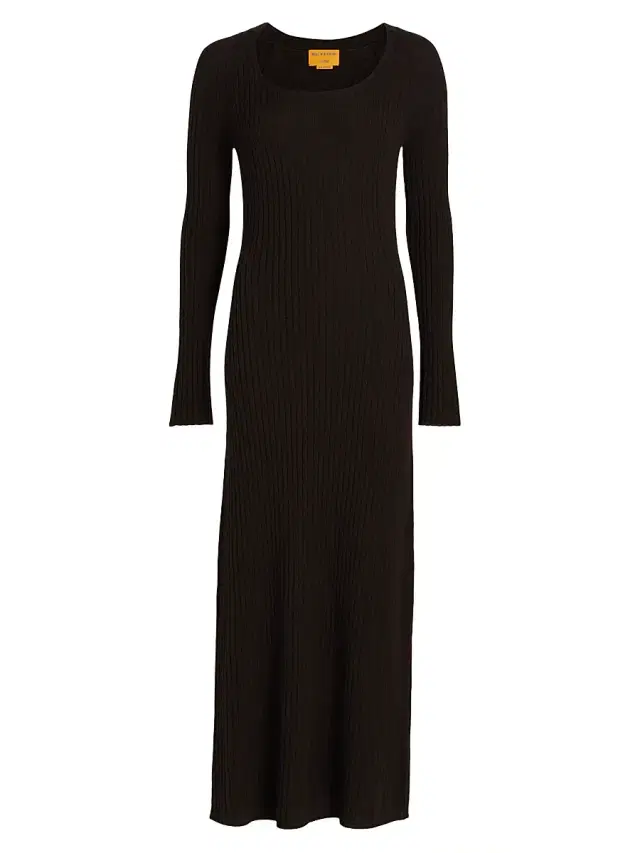 Women's Ribbed Cashmere Maxi Dress - Burnt Cocoa