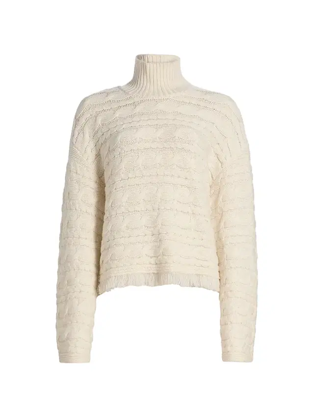 Guest In Residence Women's Cable-Knit Wool-Cashmere Turtleneck Sweater - Cream