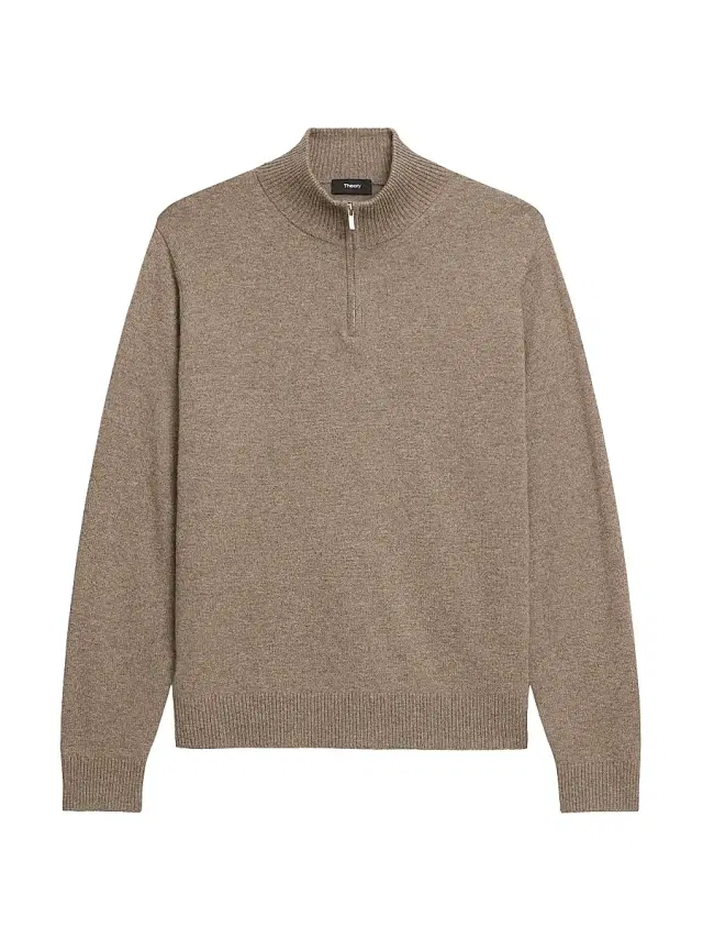 Theory Men's Hilles Cashmere Quarter-Zip Sweater - Dark Feather Melange