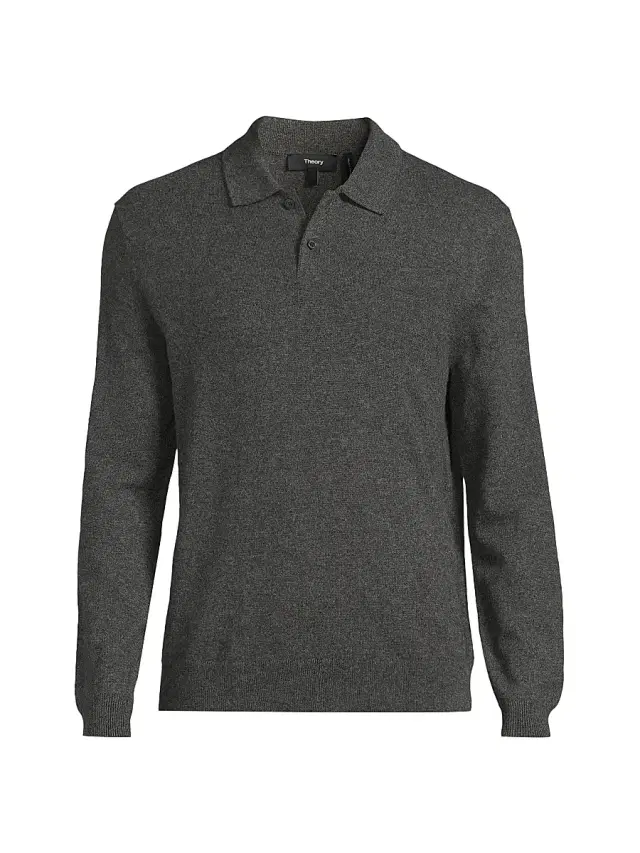 Theory Men's Goris Cashmere Polo Shirt - Charcoal Melange