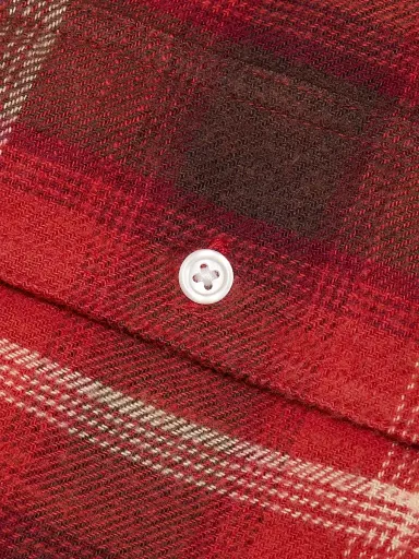 R13 Women's Plaid Cotton Crop Shirt - Red Black Cream Plaid - Size Large | Thumbnail 7