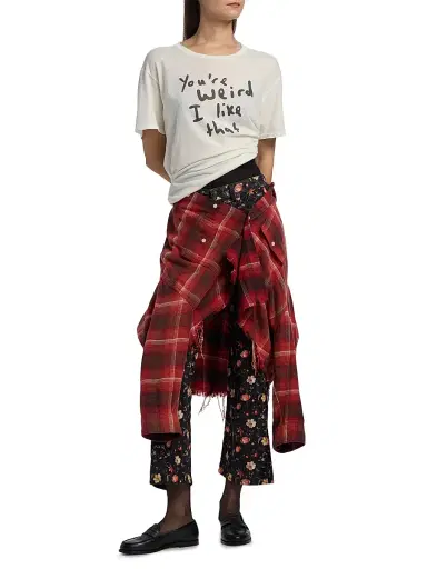 R13 Women's You're Weird Cotton-Cashmere Boyfriend T-Shirt - Ecru White - Size Large | Thumbnail 2