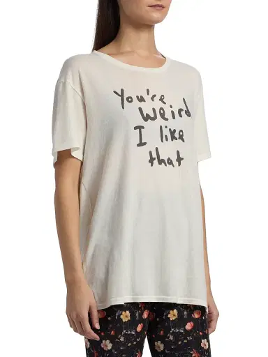 R13 Women's You're Weird Cotton-Cashmere Boyfriend T-Shirt - Ecru White - Size Large | Thumbnail 4