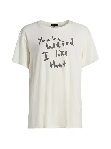 R13 Women's You're Weird Cotton-Cashmere Boyfriend T-Shirt - Ecru White - Size Large | Thumbnail 1