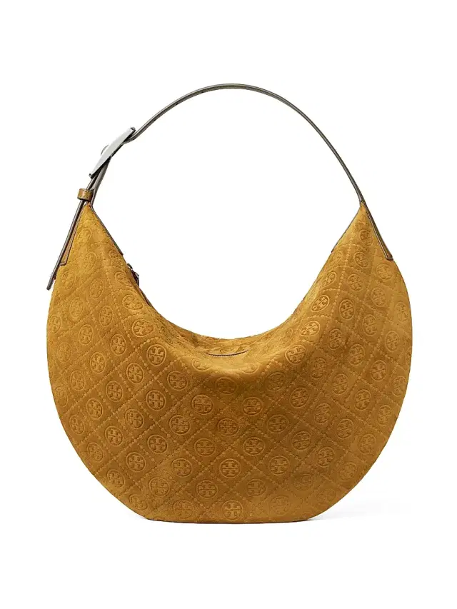 Tory Burch Women's T Monogram Suede Hobo Bag - Chicory Brown