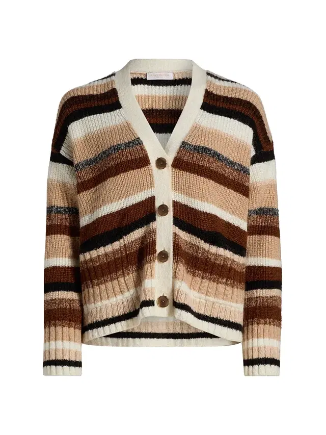Ramy Brook Women's Caroline Striped V-Neck Cardigan - Neutral Stripe