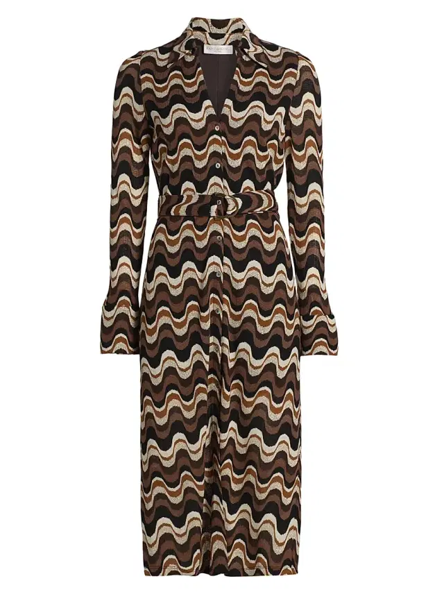 Ramy Brook Women's Lydia Swirled Belted Midi-Dress - Black Multi