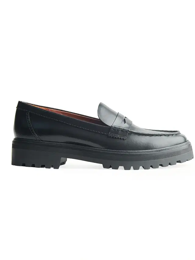 Reformation Women's Agathea 30MM Leather Chunky Loafers - Black