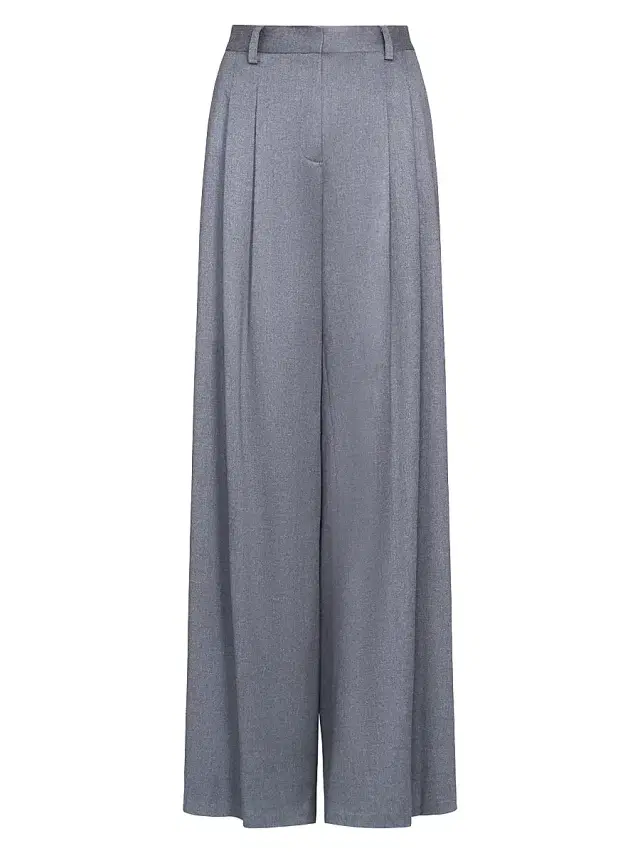 Women's Avery Tailored Wool Straight-Leg Pants - Medium Heather Grey