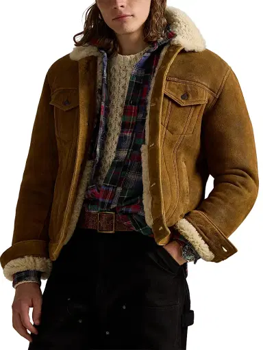 Polo Ralph Lauren Men's Merino Shearling Button-Down Jacket - Soft Brown | Thumbnail 3 Polo Ralph Lauren Men's Merino Shearling Button-Down Jacket - Soft Brown | Thumbnail 3