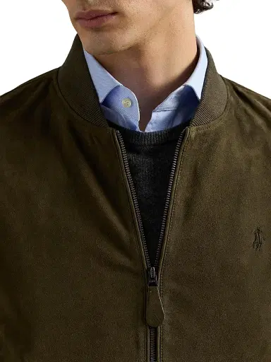 Polo Ralph Lauren Men's Suede Zip-Front Bomber Jacket - Dark Loden | Thumbnail 7 Polo Ralph Lauren Men's Suede Zip-Front Bomber Jacket - Dark Loden | Thumbnail 7