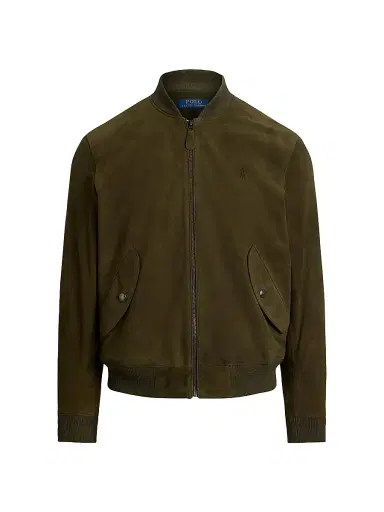 Polo Ralph Lauren Men's Suede Zip-Front Bomber Jacket - Dark Loden | Thumbnail 1 Polo Ralph Lauren Men's Suede Zip-Front Bomber Jacket - Dark Loden | Thumbnail 1