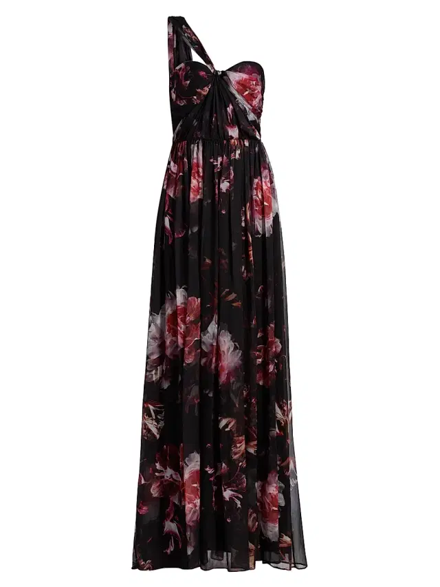 Halston Women's Lina Asymmetric Chiffon Gown - Night Lotus