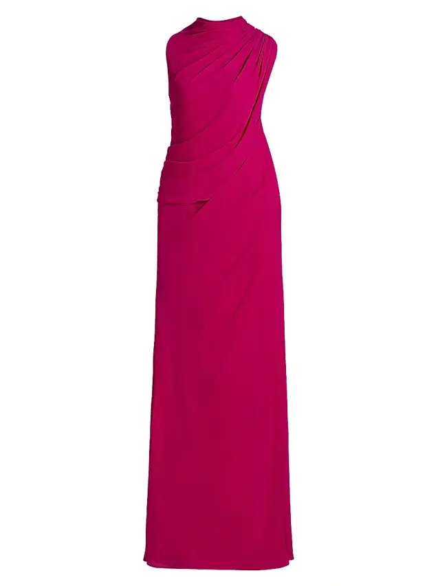 Women's Essia Georgette Draped Sleeveless Gown - Rosewood