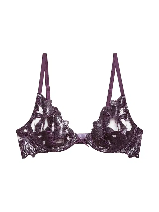 Fleur du Mal Women's Lily Embroidered Demi Bra - Aubergine