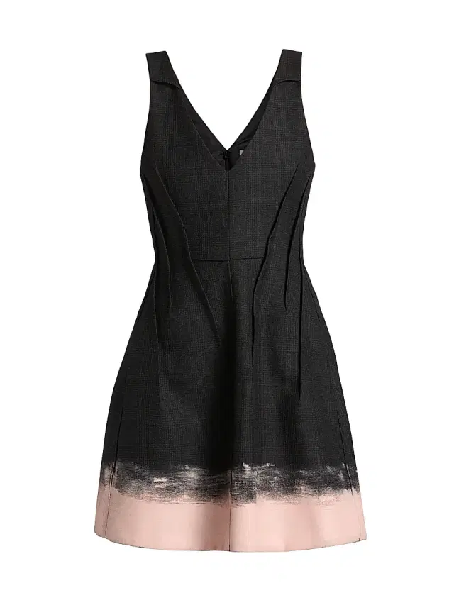 Women's Glen Plaid Wool Minidress - Charcoal Light Pink