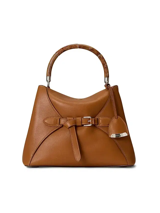 Women's Leather Top Handle Bag - Brown