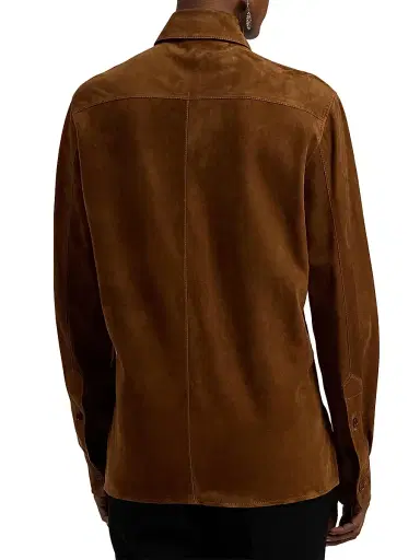 Ralph Lauren Collection Women's Landry Lightweight Suede Shirt - Cognac | Thumbnail 5 Ralph Lauren Collection Women's Landry Lightweight Suede Shirt - Cognac | Thumbnail 5