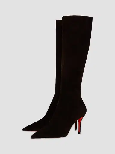Christian Louboutin Women's Miss Z Botta 80MM Veau Velours Calf Knee High Boots - Cafe - Size 12 | Thumbnail 2 Christian Louboutin Women's Miss Z Botta 80MM Veau Velours Calf Knee High Boots - Cafe - Size 12 | Thumbnail 2
