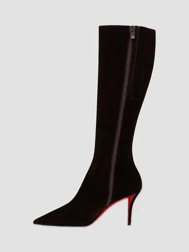 Christian Louboutin Women's Miss Z Botta 80MM Veau Velours Calf Knee High Boots - Cafe - Size 12 | Thumbnail 3 Christian Louboutin Women's Miss Z Botta 80MM Veau Velours Calf Knee High Boots - Cafe - Size 12 | Thumbnail 3