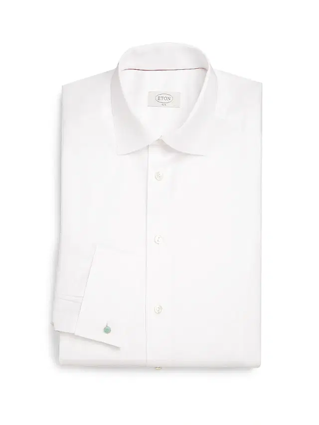 Men's Slim-Fit Cotton Twill Button-Front Shirt - White