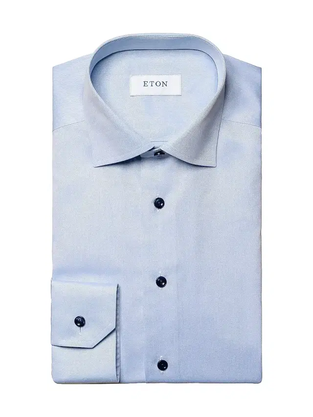 Men's Cotton Twill Contemporary-Fit Button-Front Shirt - Blue