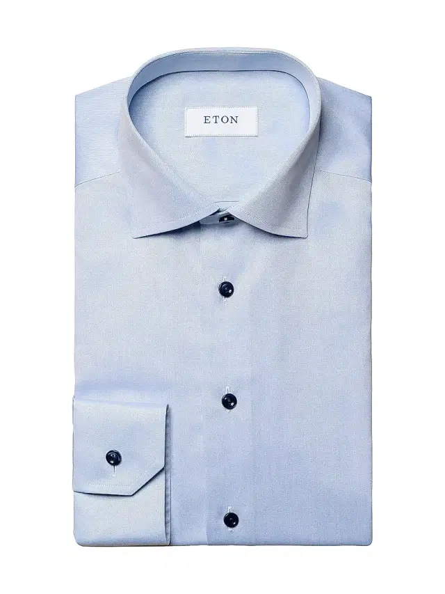 Men's Slim-Fit Cotton Twill Button-Front Shirt - Blue