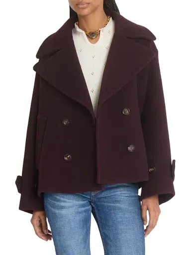 Chloé Women's Double-Breasted Wool-Blend Coat - Deep Purple | Thumbnail 3 Chloé Women's Double-Breasted Wool-Blend Coat - Deep Purple | Thumbnail 3