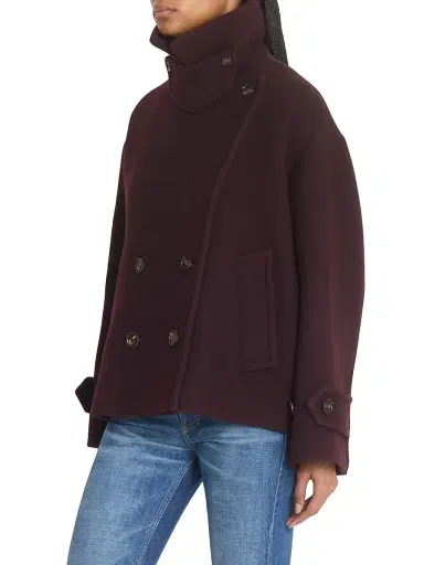 Chloé Women's Double-Breasted Wool-Blend Coat - Deep Purple | Thumbnail 4 Chloé Women's Double-Breasted Wool-Blend Coat - Deep Purple | Thumbnail 4