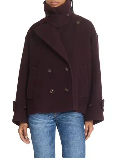 Chloé Women's Double-Breasted Wool-Blend Coat - Deep Purple | Thumbnail 6 Chloé Women's Double-Breasted Wool-Blend Coat - Deep Purple | Thumbnail 6