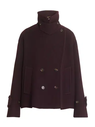 Chloé Women's Double-Breasted Wool-Blend Coat - Deep Purple | Thumbnail 1 Chloé Women's Double-Breasted Wool-Blend Coat - Deep Purple | Thumbnail 1
